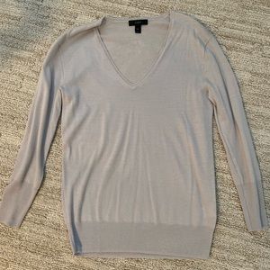 Jcrew light gray silver thin v neck sweater xxs